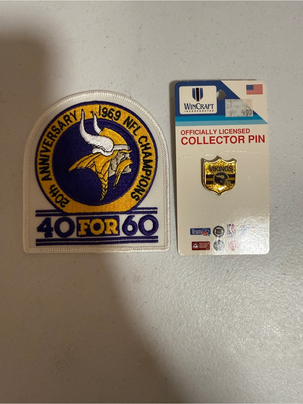 WinCraft Minnesota Vikings Purple and Gold 40 for 60 Patch with Collector Pin